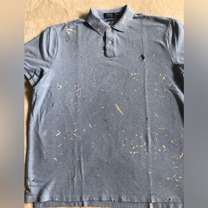 CUSTOM- Polo by Ralph Lauren Distressed Blue Polo Shirt